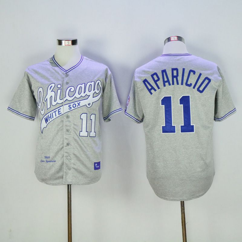 Men Chicago White Sox 11 Aparicio Grey Throwback 1969 MLB Jerseys